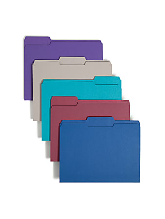 Smead® Color File Folders, Letter Size, 1/3 Cut, Jewel Tones, Box Of 100