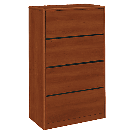 HON® 10700 36"W Lateral 4-Drawer File Cabinet, Metal, Cognac