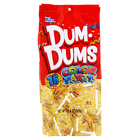 Dum Dums Crème Soda Lollipops, Party Yellow, 75 Pieces Per Bag, Pack Of 2 Bags