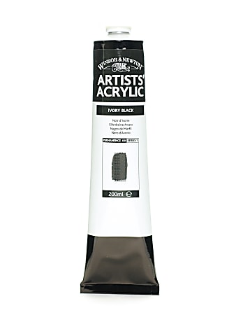 Winsor & Newton Professional Acrylic Colors, 200 mL, Ivory Black, 331