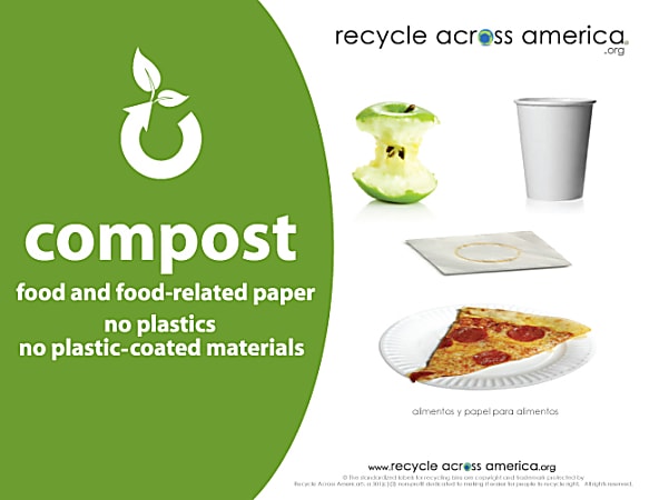 Recycle Across America Compost Standardized Labels, COMP-8511, 8 1/2" x 11", Green