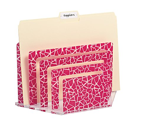 Realspace™ 5-Tier File Sorter, 8 7/8" x 12" x 5 1/4", Clear/Pink Pebble