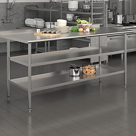 Flash Furniture Stainless Steel Work Table, 36”H x 72”W x 30”D, Silver