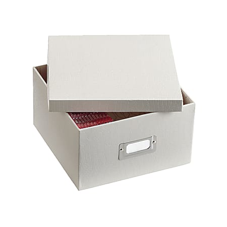 Realspace® Storage Crocodile Embossed Storage Box, 5"H x 8 1/2"W x 8 1/2"D, Cream
