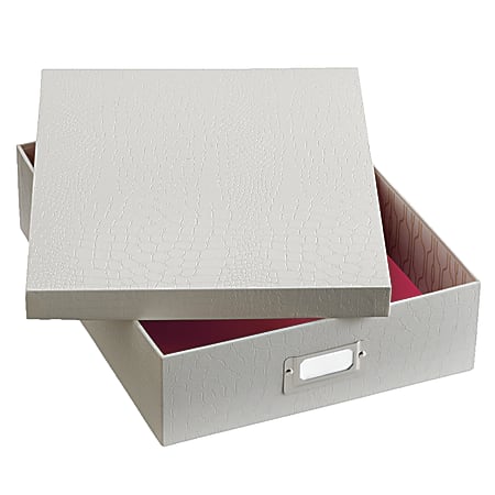 Realspace® Document Box, Storage Box With Lid, 3 1/2"H x 10 3/4"W x 13 1/4"D, Cream