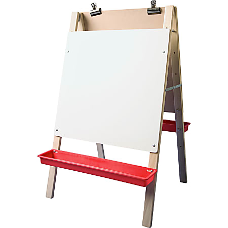 Flipside Dual Surface Preschool Easel - White Hardboard Surface - Hardwood Frame - Rectangle - Floor Standing - Assembly Required - 1 Each