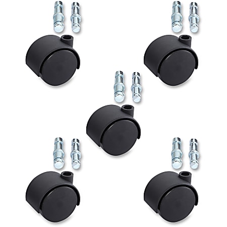 Lorell® Premium Dual Hard Wheel Casters Set, Black, Set Of 5