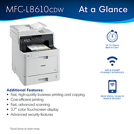 Brother Business MFC L8610CDW Laser All in One Color Printer