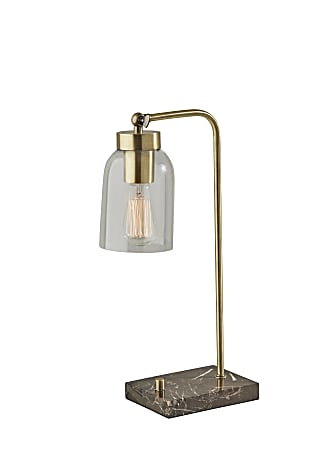 Adesso® Bristol Desk Lamp, 19&quot;H, Brown/Antique Brass