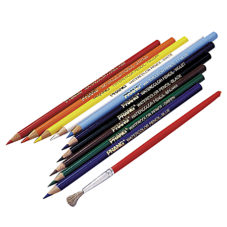 Prang® Watercolor Pencils With Brush, Assorted Colors, Pack Of 10