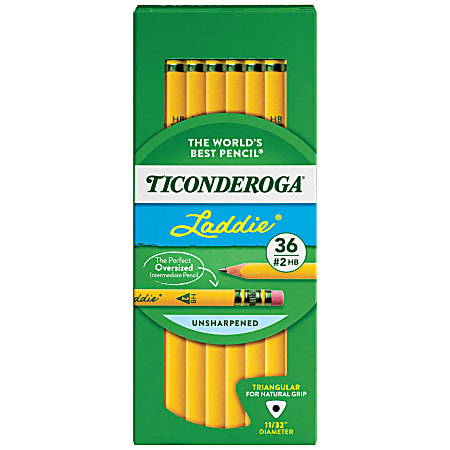 Ticonderoga® Laddie Tri-Write Triangular No. 2 Pencils, #2 Lead, Soft, Pack of 36