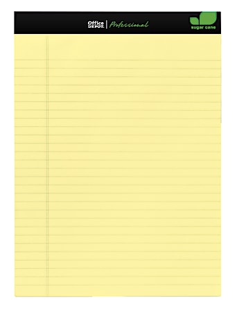 Office Depot® Brand Sugar Cane Paper Perforated Pads, 8 1/2" x 11", Canary, Pack Of 3