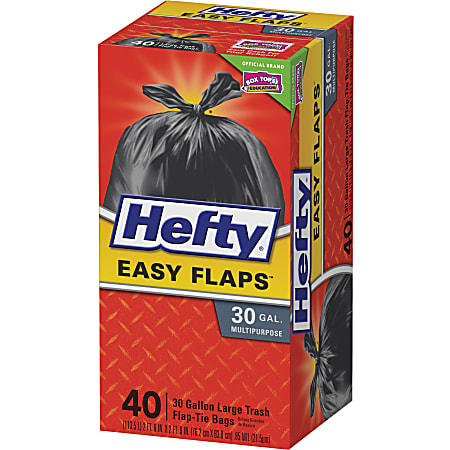 Hefty Easy Flaps Multipurpose Large Trash Bags, 30 Gallon, 40