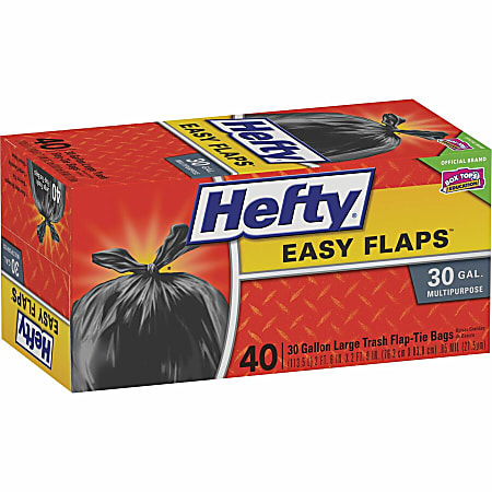 Hefty EasyFLAPS Trash Bags Black 30 Gallons Box Of 40 - Office Depot