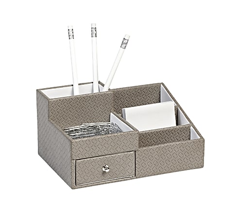 Realspace™ Fabric-Textured Desk Organizer, Gray