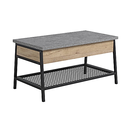 Sauder® Market Commons Lift-Top Coffee Table, 23"H x 35"W x 19"D, Prime Oak/Slate Gray/Black