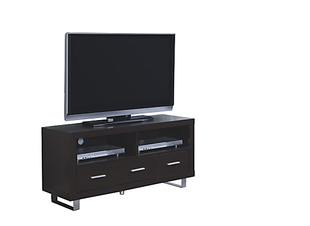 Monarch Specialties TV Stand, For Flat-Panel TVs Up To 48", Cappuccino