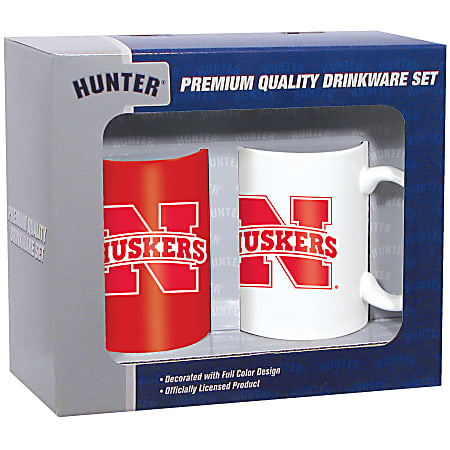 Hunter® NCAA Ceramic Mug Set, 11 Oz, Nebraska Cornhuskers, Pack Of 2