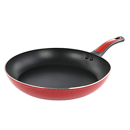 Oster Claybon Aluminum Nonstick Frying Pan, 12”, Speckled Red