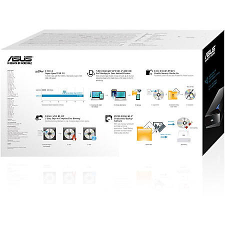 Asus Turbo Drive BW 16D1X U Blu ray Writer External Black BD