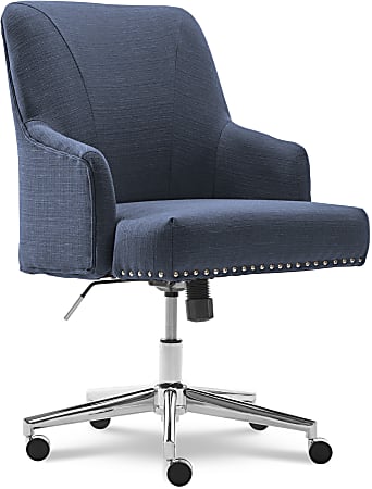 Serta® Leighton Home Mid-Back Office Chair, Twill Fabric, Blue/Chrome