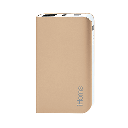 iHome 3000 mAh Aluminum Ultra Slim USB Battery Pack, Gold, IH-PP2010AD