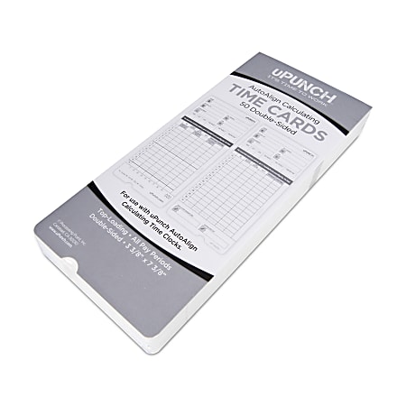 uPunch Time Cards, 2-Sided, 3.5" x 7.5", Gray,