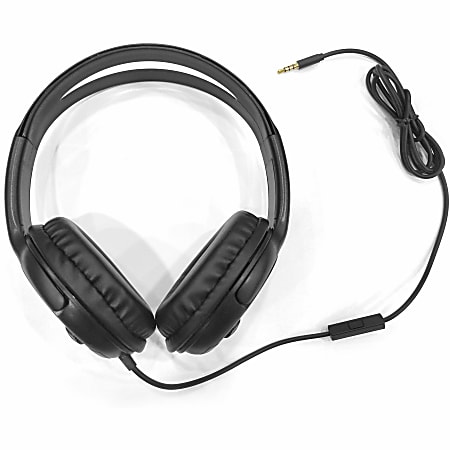 Compucessory Stereo Headset with Built-in Microphone - Stereo - Black - Mini-phone (3.5mm) - Wired - 32 Ohm - 20 Hz 20 kHz - Over-the-head - Binaural - Circumaural - 3.93 ft Cable - 1