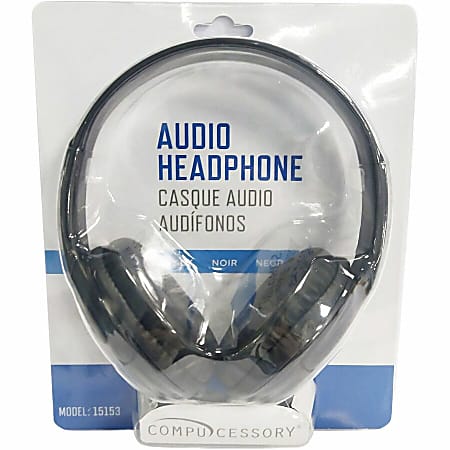 Compucessory Stereo Headset with Built-in Microphone - Stereo - Black - Mini-phone (3.5mm) - Wired - 32 Ohm - 20 Hz 20 kHz - Over-the-head - Binaural - Circumaural - 3.93 ft Cable - 1