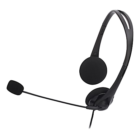 Compucessory Lightweight Stereo Headphones with Mic - Stereo - Mini-phone (3.5mm) - Wired - 32 Ohm - 20 Hz - 20 kHz - Over-the-head - Binaural - Semi-open - 5.92 ft Cable - Black Compucessory Lightweight Stereo Headphones with Mic - Stereo - Mini-phone (3.5mm) - Wired - 32 Ohm - 20 Hz - 20 kHz - Over-the-head - Binaural - Semi-open - 5.92 ft Cable - Black