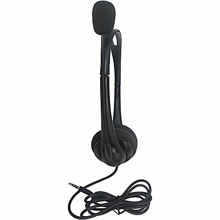 Compucessory Lightweight Stereo Headphones with Mic - Stereo - Mini-phone (3.5mm) - Wired - 32 Ohm - 20 Hz - 20 kHz - Over-the-head - Binaural - Semi-open - 5.92 ft Cable - Black Compucessory Lightweight Stereo Headphones with Mic - Stereo - Mini-phone (3.5mm) - Wired - 32 Ohm - 20 Hz - 20 kHz - Over-the-head - Binaural - Semi-open - 5.92 ft Cable - Black