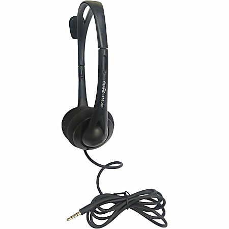 Compucessory Lightweight Stereo Headphones with Mic - Stereo - Mini-phone (3.5mm) - Wired - 32 Ohm - 20 Hz - 20 kHz - Over-the-head - Binaural - Semi-open - 5.92 ft Cable - Black Compucessory Lightweight Stereo Headphones with Mic - Stereo - Mini-phone (3.5mm) - Wired - 32 Ohm - 20 Hz - 20 kHz - Over-the-head - Binaural - Semi-open - 5.92 ft Cable - Black
