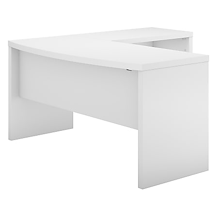 kathy ireland® Office by Bush Business Furniture Echo L Shaped Bow Front Desk, Pure White, Standard Delivery