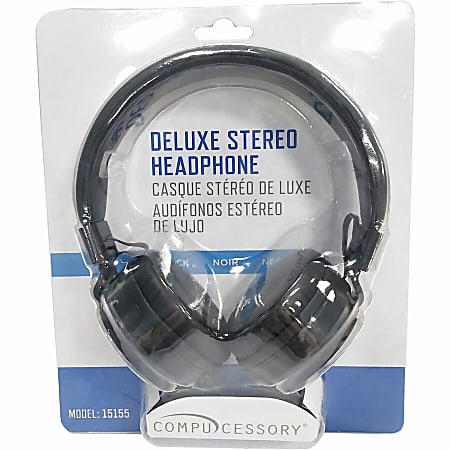 Compucessory Deluxe Stereo Headphones - Stereo - Black - Mini-phone (3.5mm) - Wired - 32 Ohm - 20 Hz 20 kHz - Over-the-head - Binaural - Circumaural - 5.92 ft Cable - 1 Compucessory Deluxe Stereo Headphones - Stereo - Black - Mini-phone (3.5mm) - Wired - 32 Ohm - 20 Hz 20 kHz - Over-the-head - Binaural - Circumaural - 5.92 ft Cable - 1