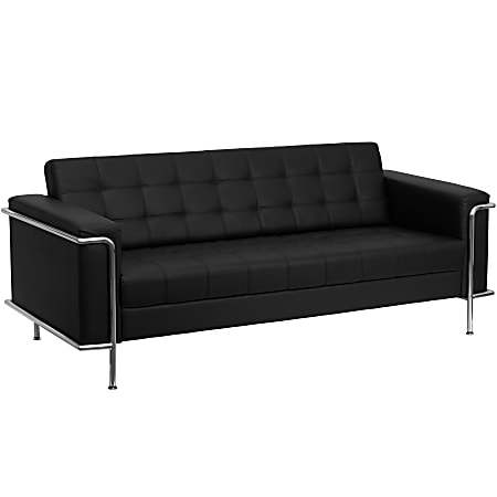 Flash Furniture Hercules Lesley Contemporary Bonded LeatherSoft™ Sofa, Black/Stainless Steel