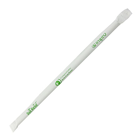 StalkMarket® Compostable Jumbo Straws, 7-3/4", Clear, Pack