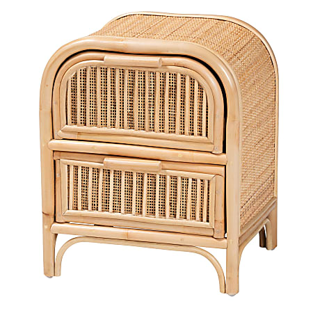 bali & pari Adrika Natural Rattan 2-Drawer Nightstand, 21-5/16”H x 16-1/2”W x 15-3/4”D, Natural