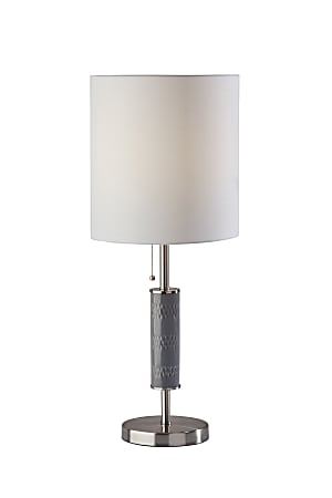 Adesso® Vanessa Table Lamp, 29"H, Brushed Steel Base/White Shade