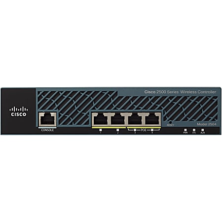 Cisco Aironet 2504 Wireless LAN Controller - 4 x Network (RJ-45) - Ethernet, Fast Ethernet, Gigabit Ethernet - Rack-mountable