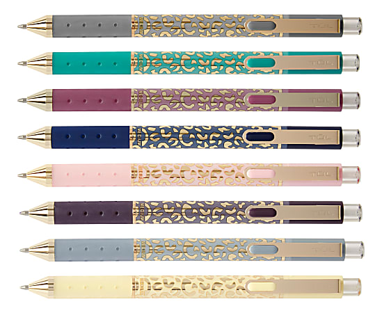 TUL GL Series Retractable Gel Pens Limited Edition Medium Point 0.8 mm  Assorted Barrel Colors With Leopard Pattern Assorted Metallic Inks Pack Of  8 Pens - Office Depot