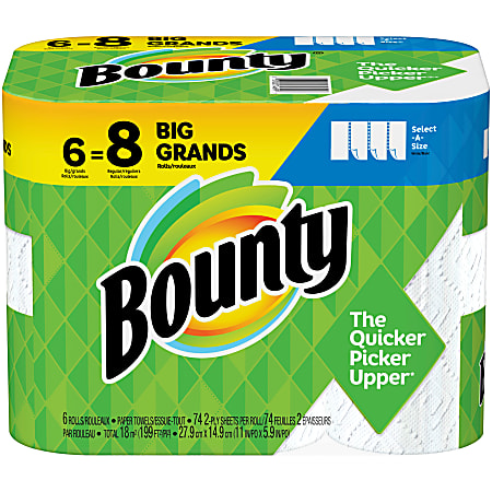 Bounty® Select-A-Size® Large 2-Ply Paper Towels, 94 Sheets Per Roll, Pack Of 6 Rolls