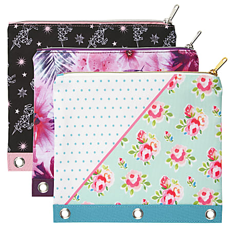 Divoga® 3-Hole Pencil Pouch, 9 3/4" x 8 1/2", Assorted