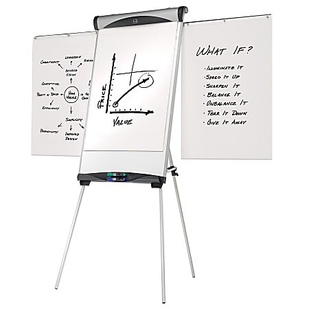 Quartet® Euro™ Magnetic Presentation Easel, Whiteboard/Flipchart, 27" x 39", Silver Frame