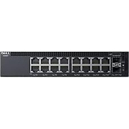 Dell X1018 Ethernet Switch - 16 Ports - Manageable - 2 Layer Supported - Twisted Pair, Optical Fiber - 1U High - Rack-mountable, Desktop - Lifetime Limited Warranty