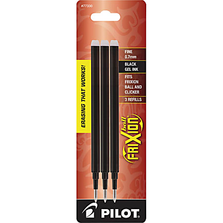 Pilot, FriXion Ball Erasable & Refillable Gel Ink Pens, Fine Point 0.7 mm,  Pack of 3, Black