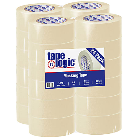 Tape Logic® 2400 Masking Tape, 3" Core, 2" x 180', Natural, Pack Of 24