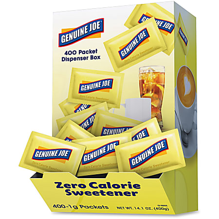 Genuine Joe Sucralose Zero Calorie Sweetener Packets - 0.035 oz (1 g) - Artificial Sweetener - 400/Box