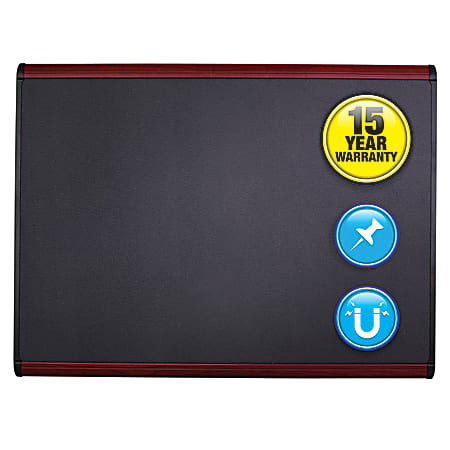 Quartet® Prestige Plus™ Magnetic Fabric Bulletin Board, 48" x 36", Wood Frame With Mahogany Finish