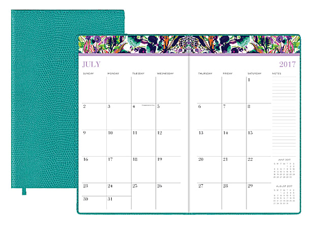 Blue Sky™ Nicole Miller Weekly/Monthly Bookbound Planner, 5" x 8", 50% Recycled, Garden Bloom, July 2017 to June 2018