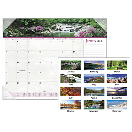 AT-A-GLANCE® Monthly Desk Pad Calendar, 17" x 22", Landscape Panoramic, January to December 2018 (89802-18)